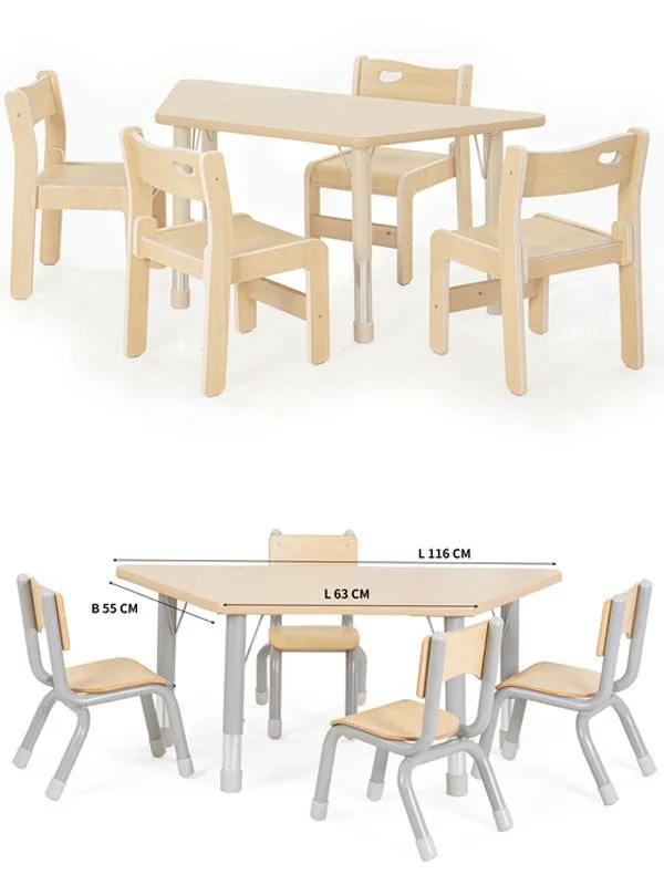 Trapez table Owlaf in grey and beige with chair Ole and Owlaf Trapez table Owlaf in grey and beige with chair Ole and Owlaf